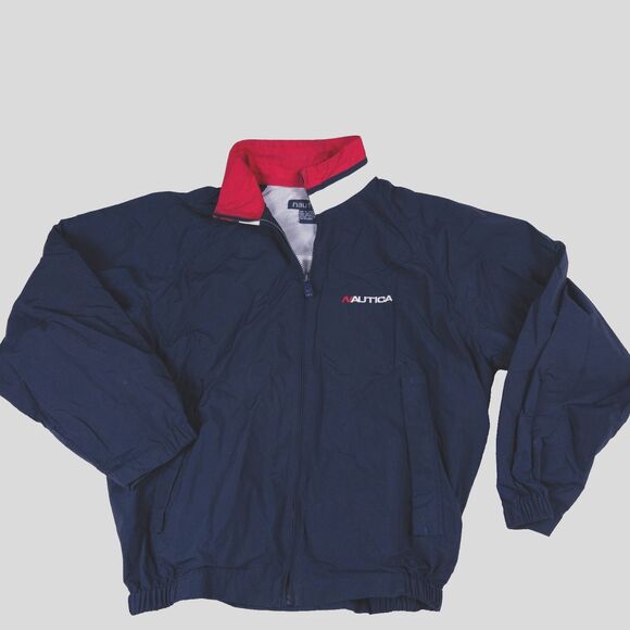 Vintage 90s Nautica Challenge XCVII Windbreaker Jacket L Navy Red Sailing Logo - Picture 4 of 7